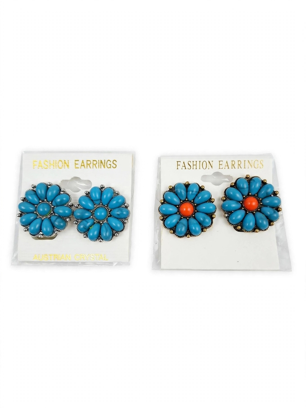 Blue Flower Cluster Earrings